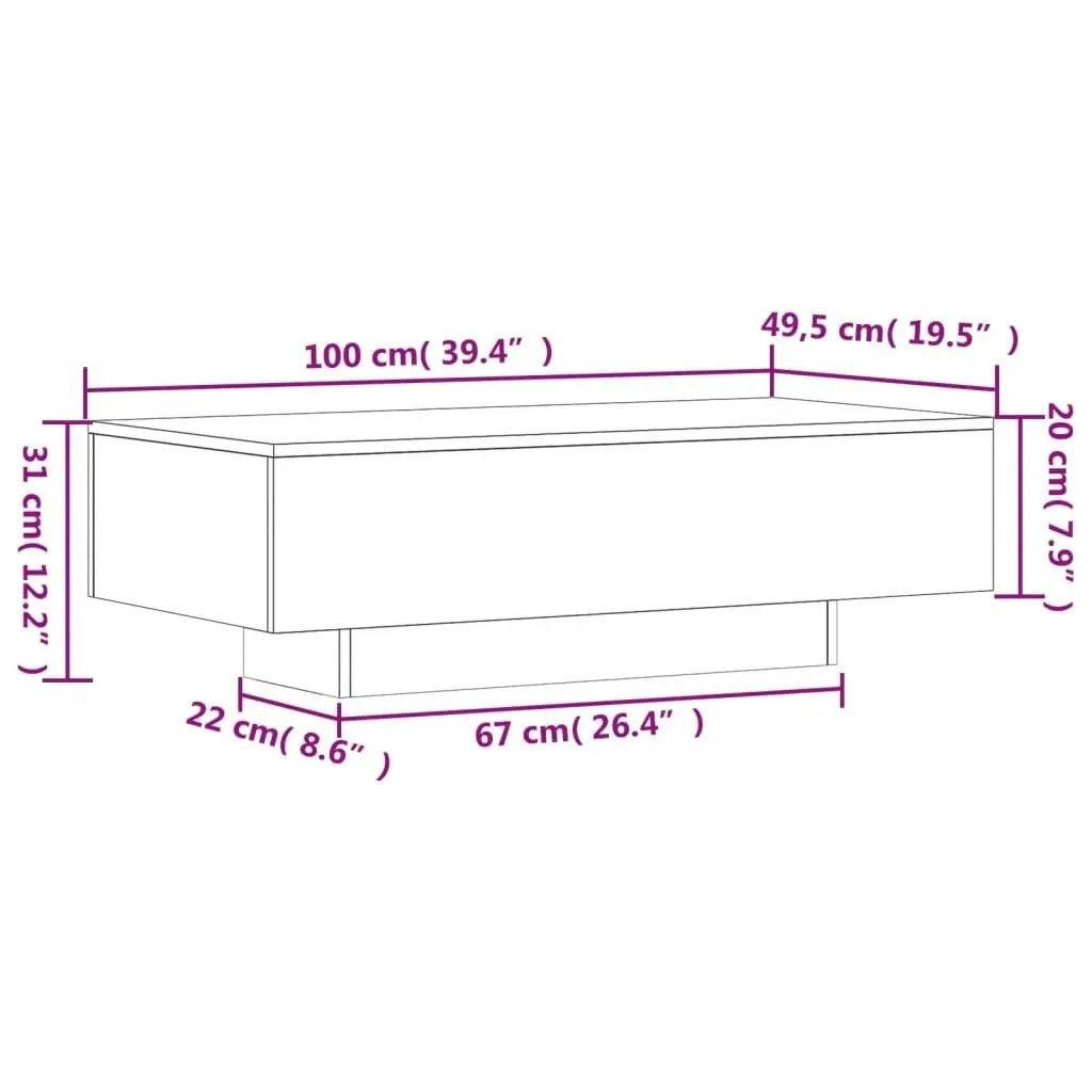 Coffee Table White 100x49.5x31 cm Engineered Wood 833889