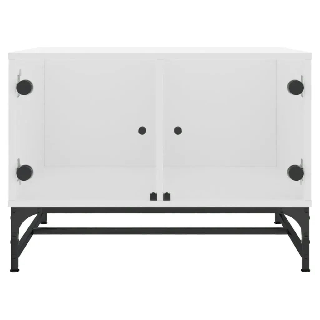 Coffee Table with Glass Doors White 68.5x50x50 cm 836539