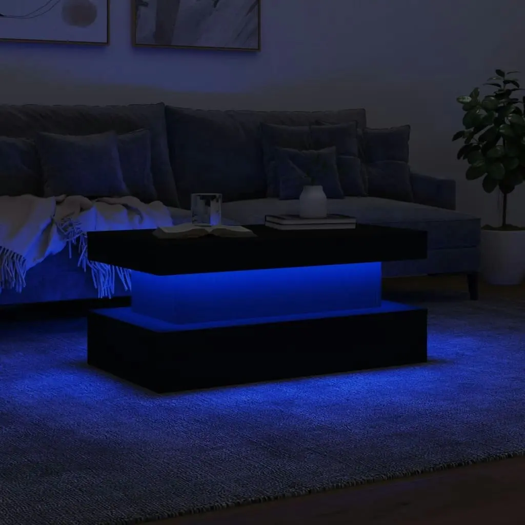 Coffee Table with LED Lights Black 90x50x40 cm 839848