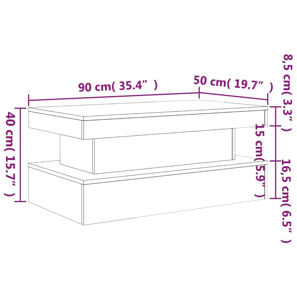 Coffee Table with LED Lights Black 90x50x40 cm 839848