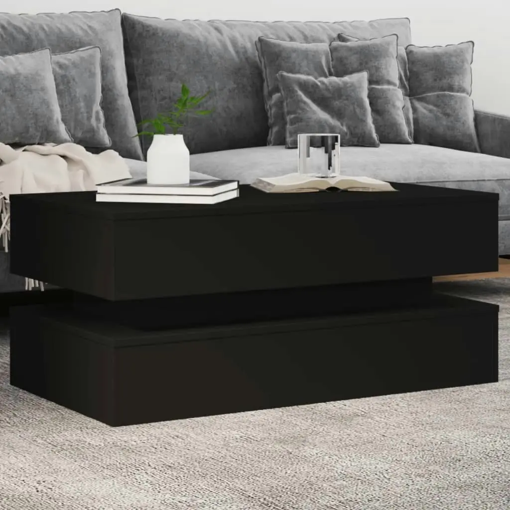 Coffee Table with LED Lights Black 90x50x40 cm 839862