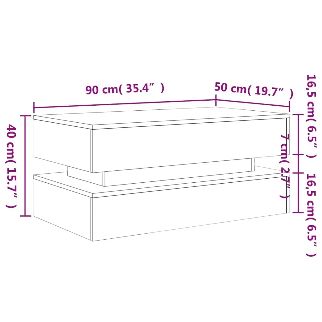 Coffee Table with LED Lights Black 90x50x40 cm 839862