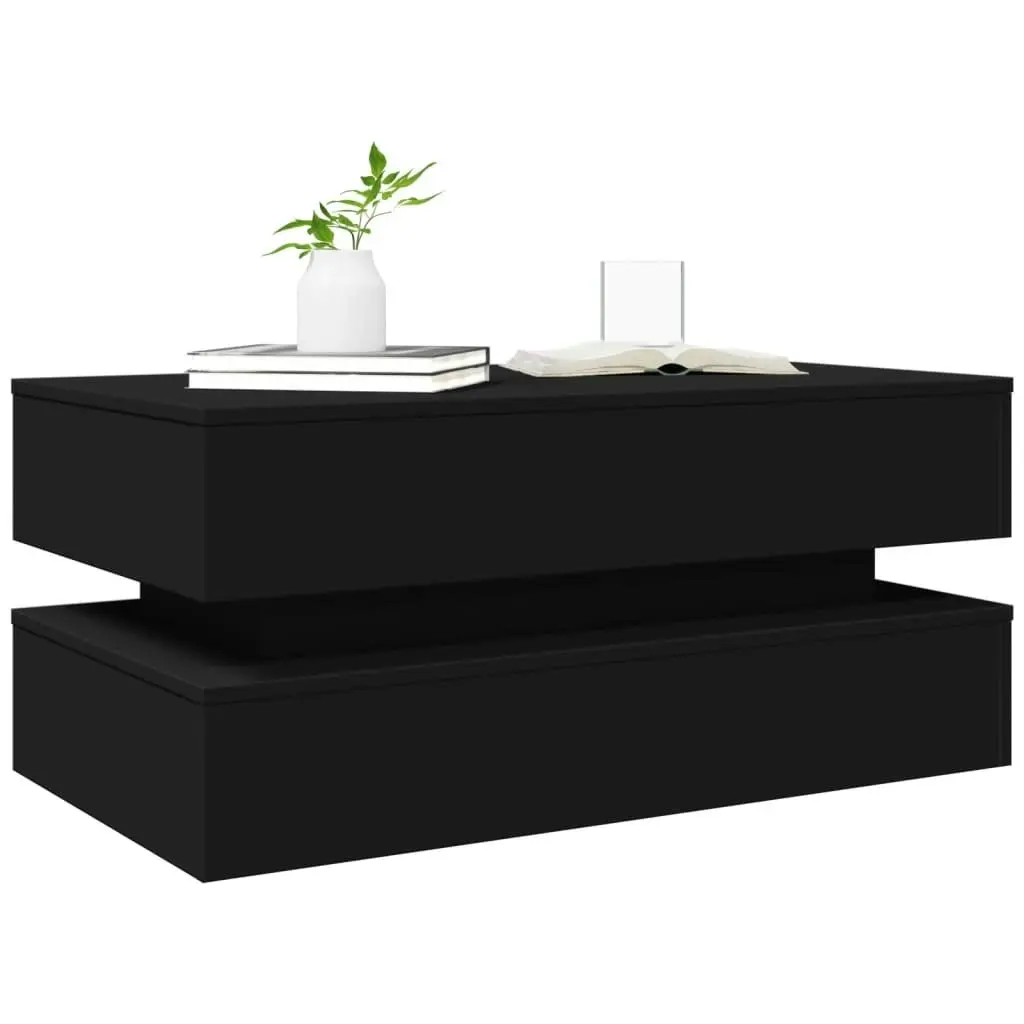 Coffee Table with LED Lights Black 90x50x40 cm 839862