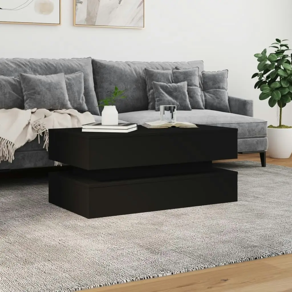 Coffee Table with LED Lights Black 90x50x40 cm 839862