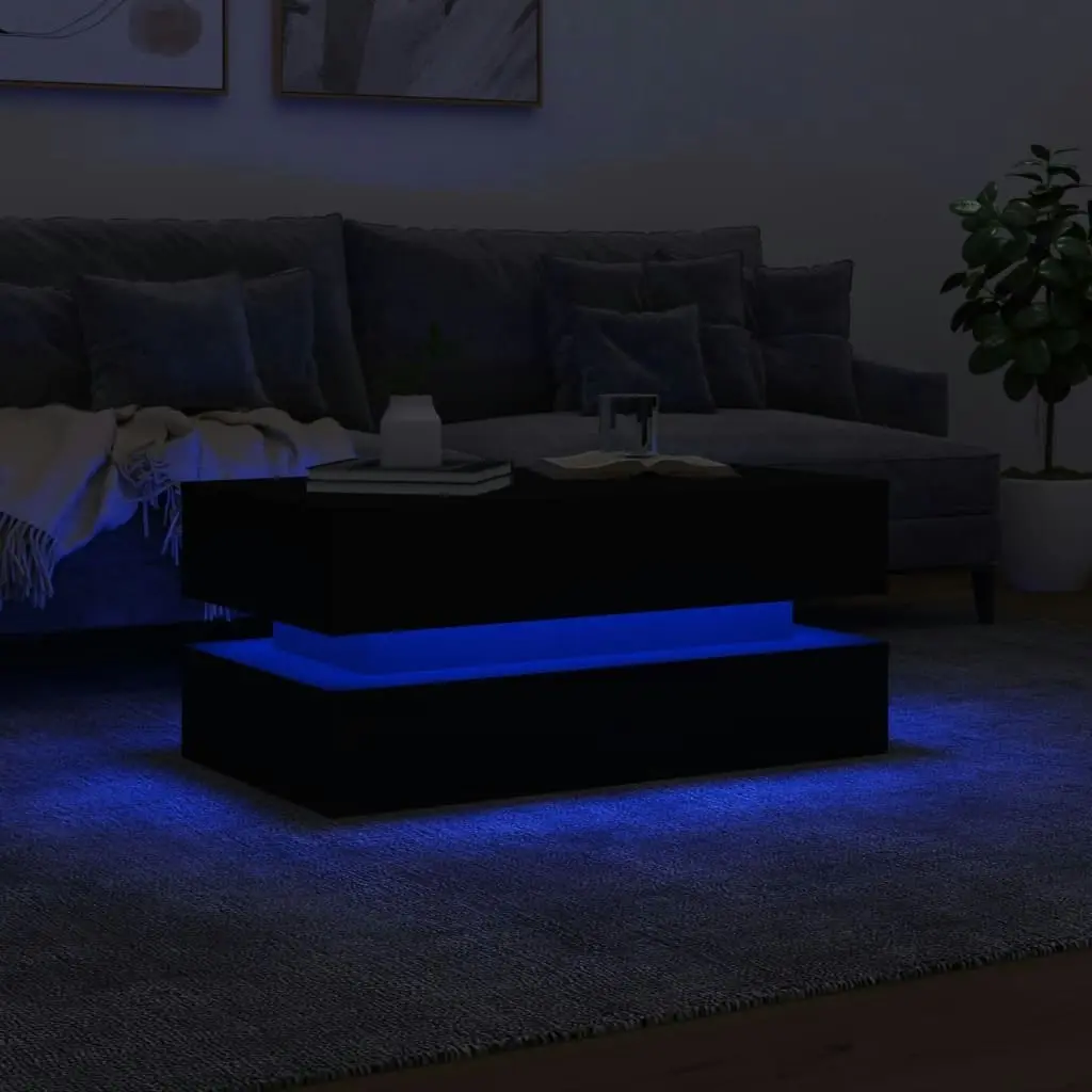 Coffee Table with LED Lights Black 90x50x40 cm 839862