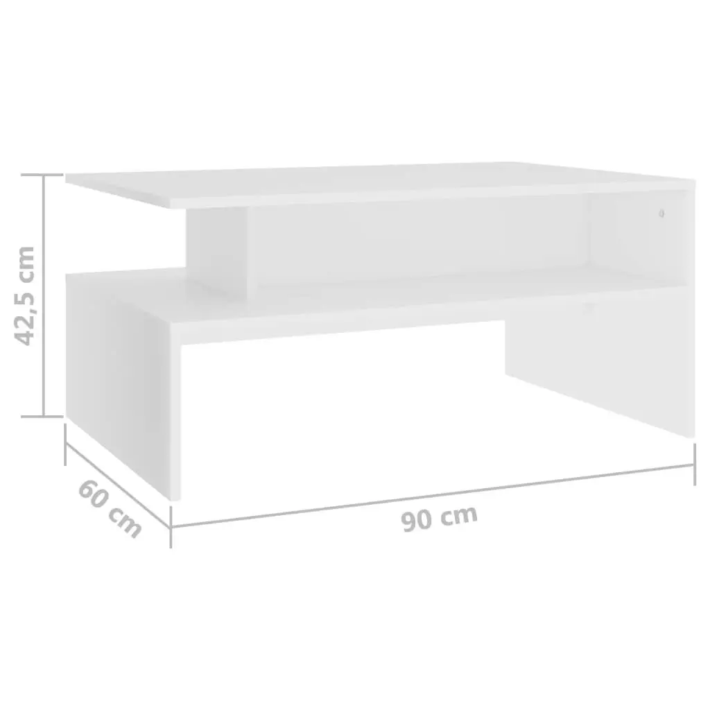 Coffee Table White 90x60x42.5 cm Engineered Wood 803254