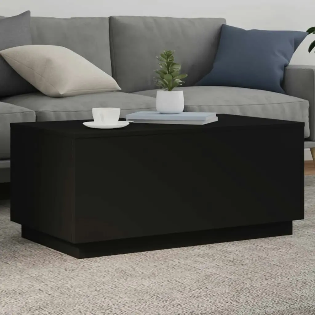 Coffee Table with LED Lights Black 90x50x40 cm 839876