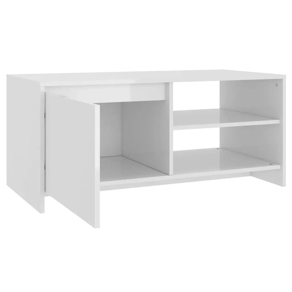 Coffee Table High Gloss White 102x50x45 cm Engineered Wood 809833