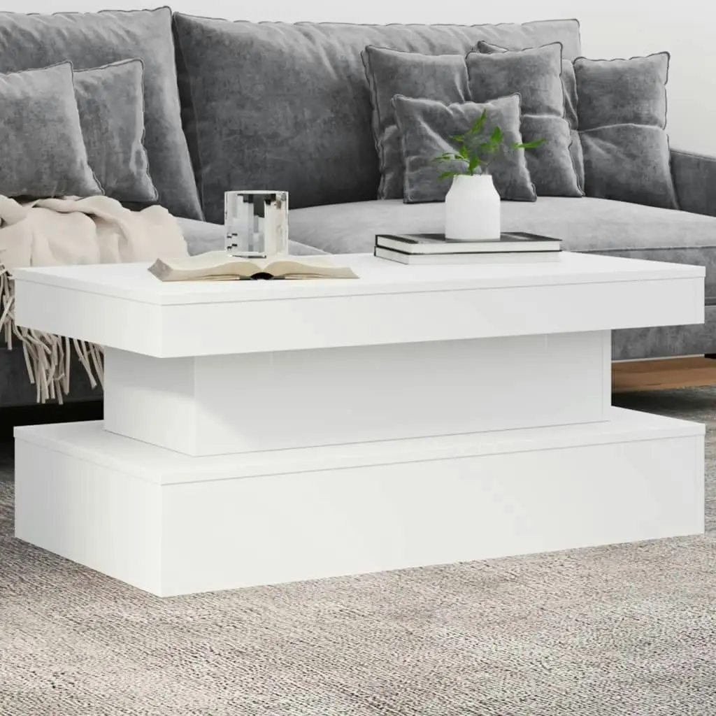 Coffee Table with LED Lights White 90x50x40 cm 839847