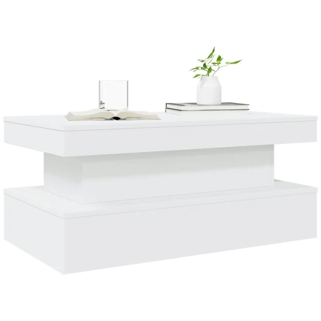 Coffee Table with LED Lights White 90x50x40 cm 839847