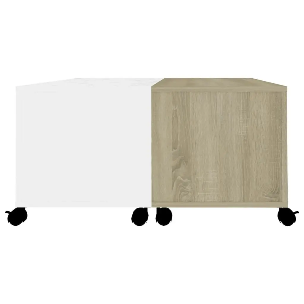 Coffee Table White and Sonoma Oak 75x75x38 cm Engineered Wood 806872