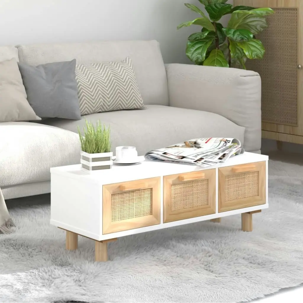 Coffee Table White 80x40x30 cm Engineered Wood&Solid Wood Pine 345618