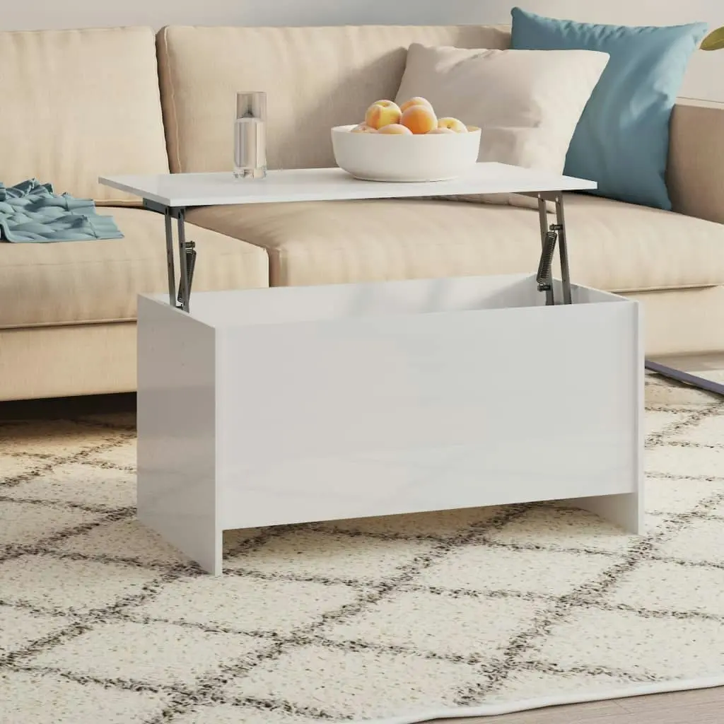 Coffee Table High Gloss White 102x55.5x52.5 cm Engineered Wood 809671