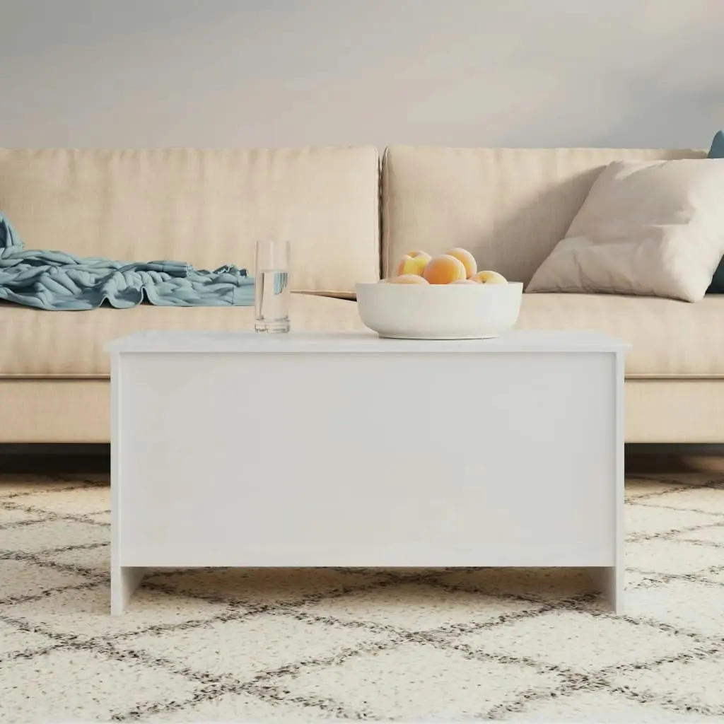 Coffee Table High Gloss White 102x55.5x52.5 cm Engineered Wood 809671