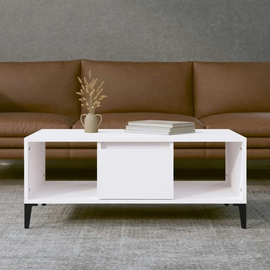 Coffee Table White 90x50x36.5 cm Engineered Wood 821068