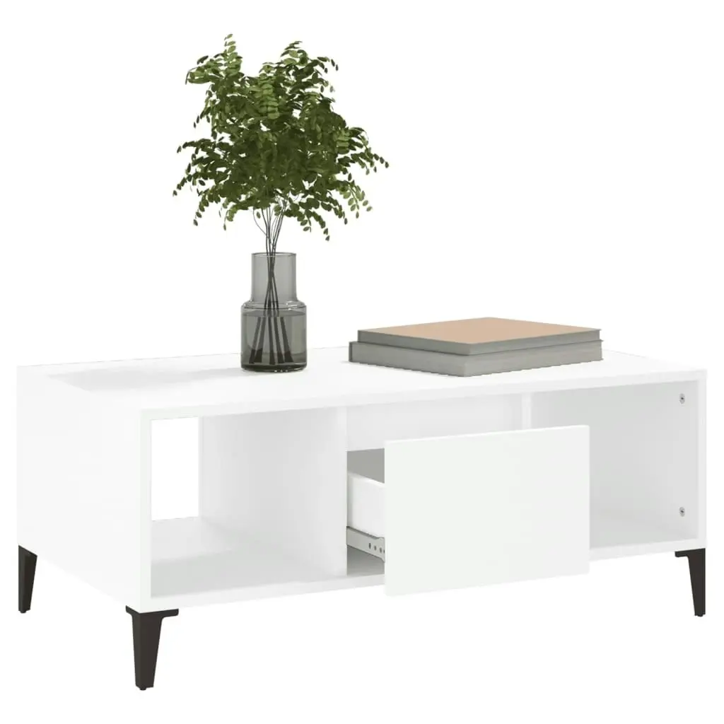 Coffee Table White 90x50x36.5 cm Engineered Wood 821068