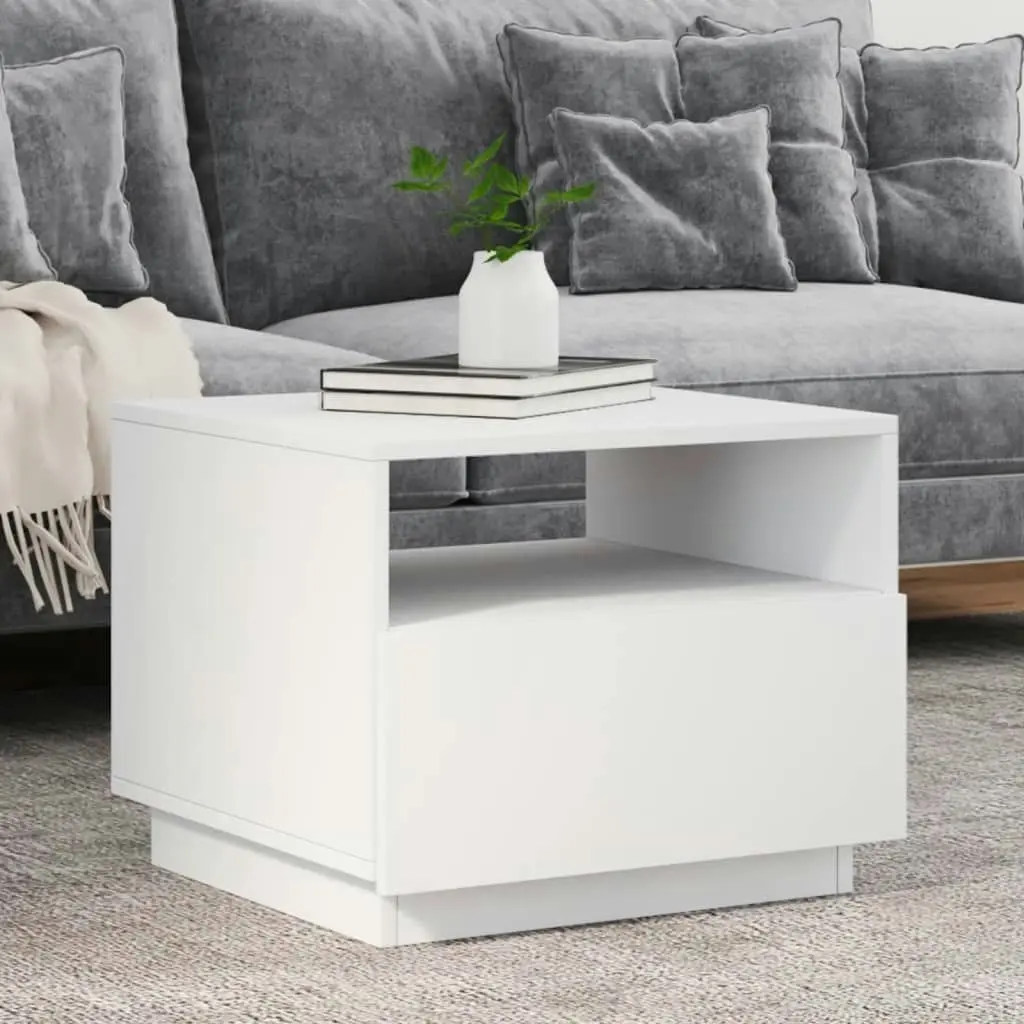 Coffee Table with LED Lights White 50x49x40 cm 839826