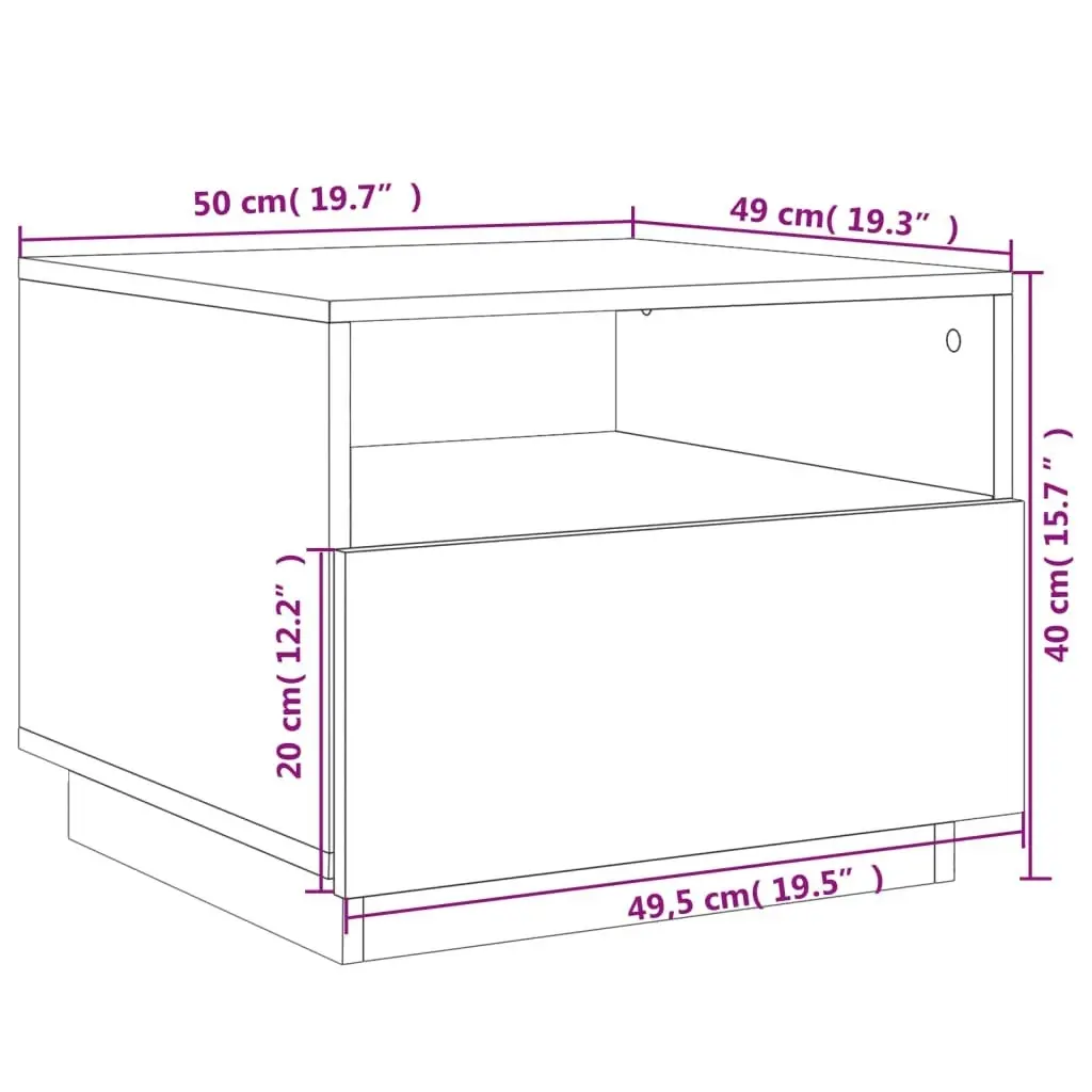 Coffee Table with LED Lights White 50x49x40 cm 839826