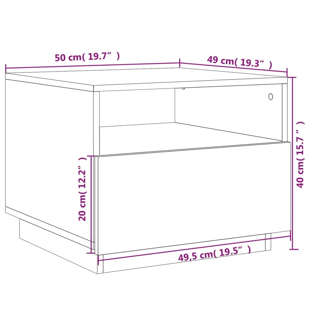 Coffee Table with LED Lights Black 50x49x40 cm 839827