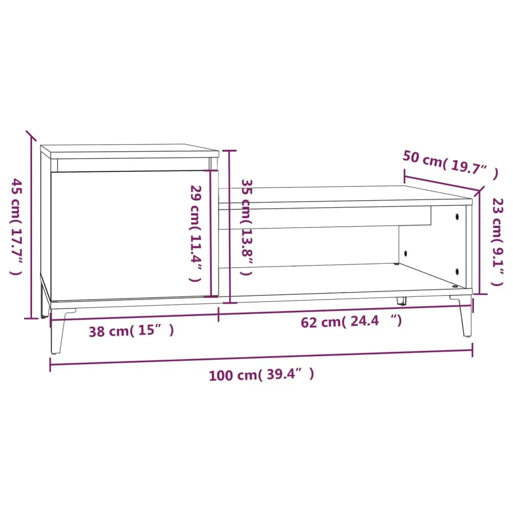 Coffee Table White 100x50x45 cm Engineered Wood 821132