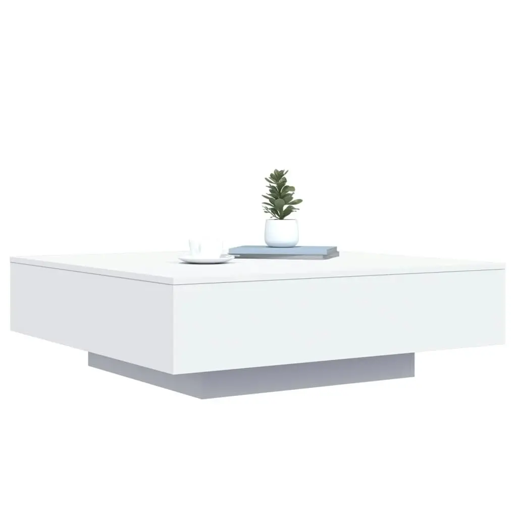 Coffee Table with LED Lights White 100x100x31 cm 836602