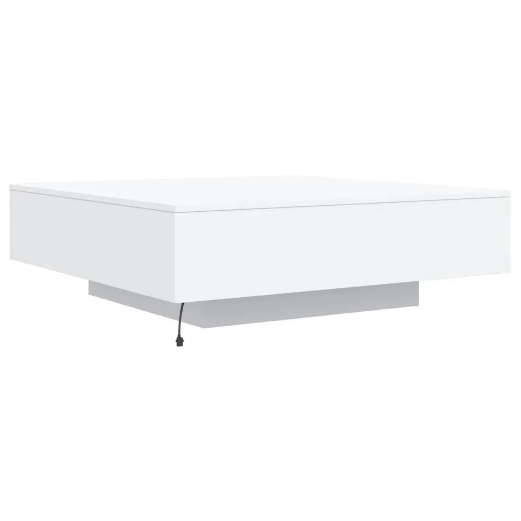 Coffee Table with LED Lights White 100x100x31 cm 836602