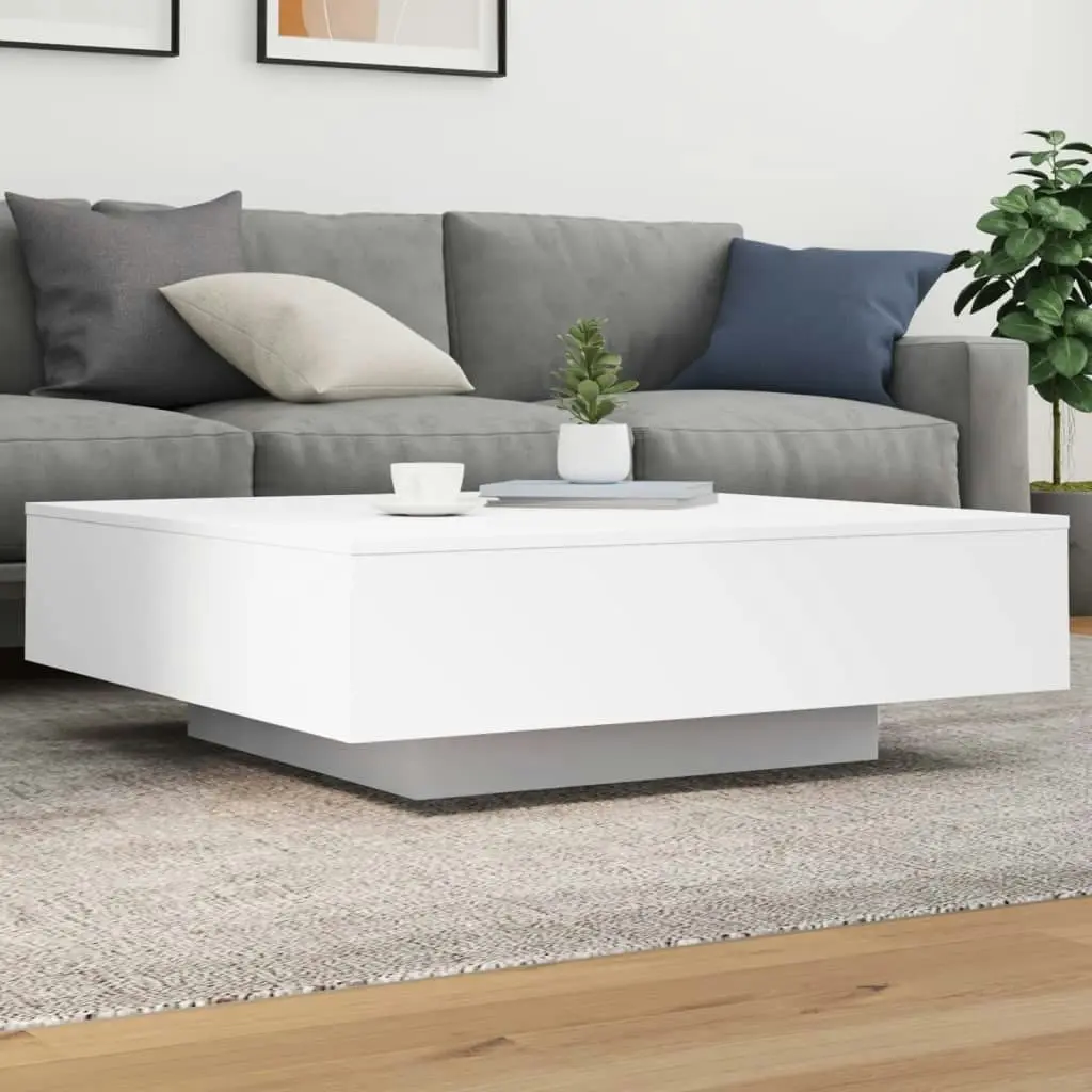 Coffee Table with LED Lights White 100x100x31 cm 836602