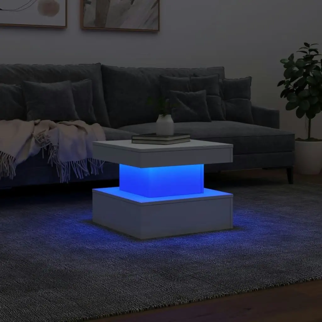 Coffee Table with LED Lights White 50x50x40 cm 839840