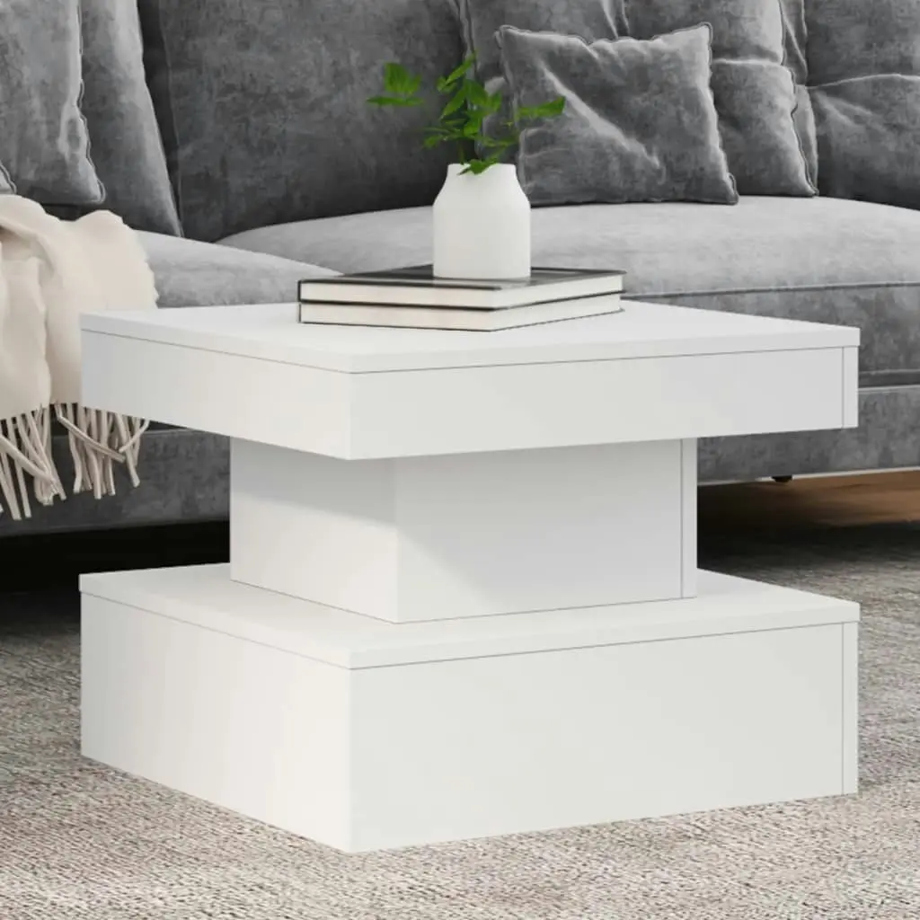 Coffee Table with LED Lights White 50x50x40 cm 839840