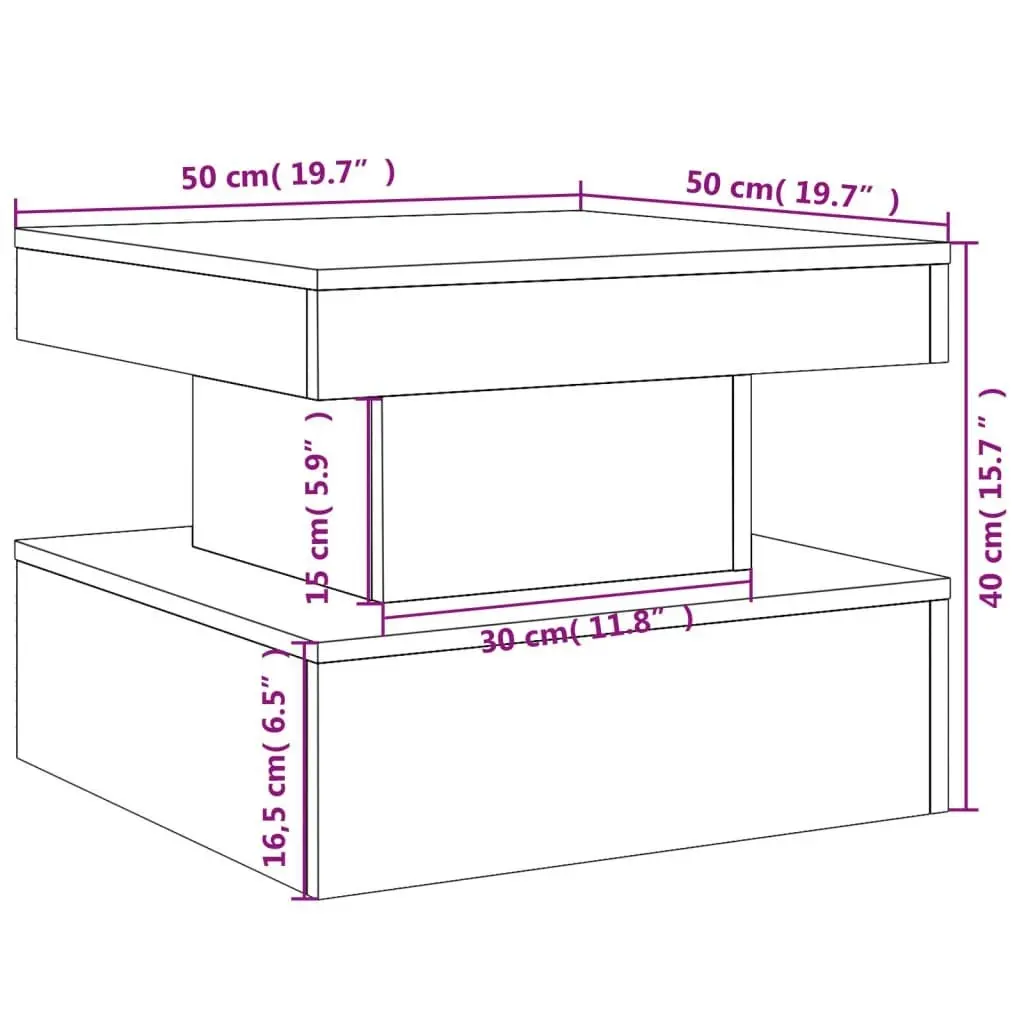 Coffee Table with LED Lights White 50x50x40 cm 839840