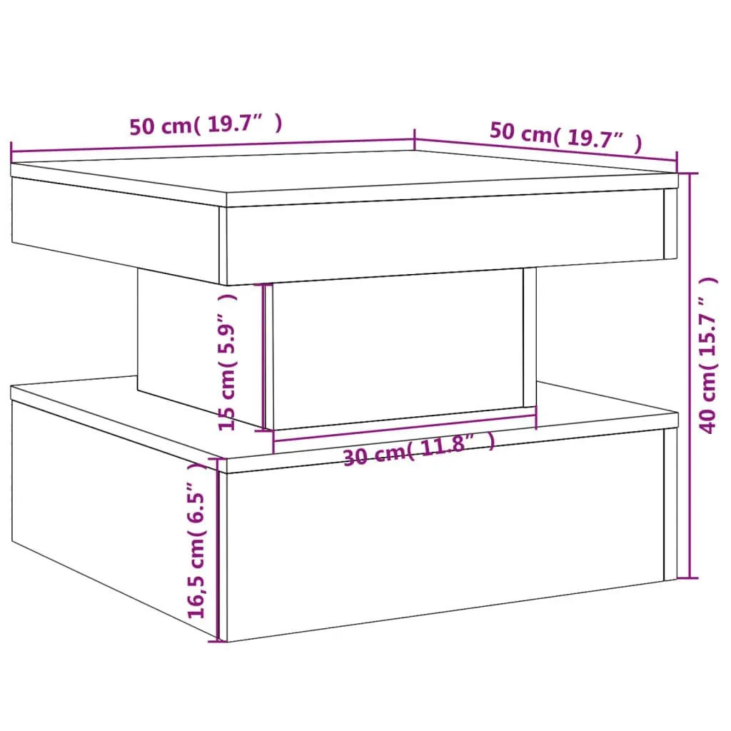 Coffee Table with LED Lights Black 50x50x40 cm 839841