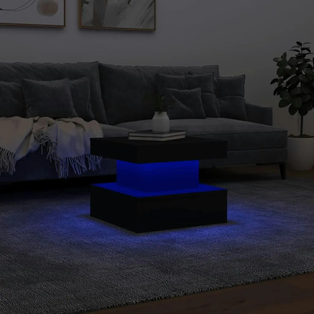 Coffee Table with LED Lights Black 50x50x40 cm 839841