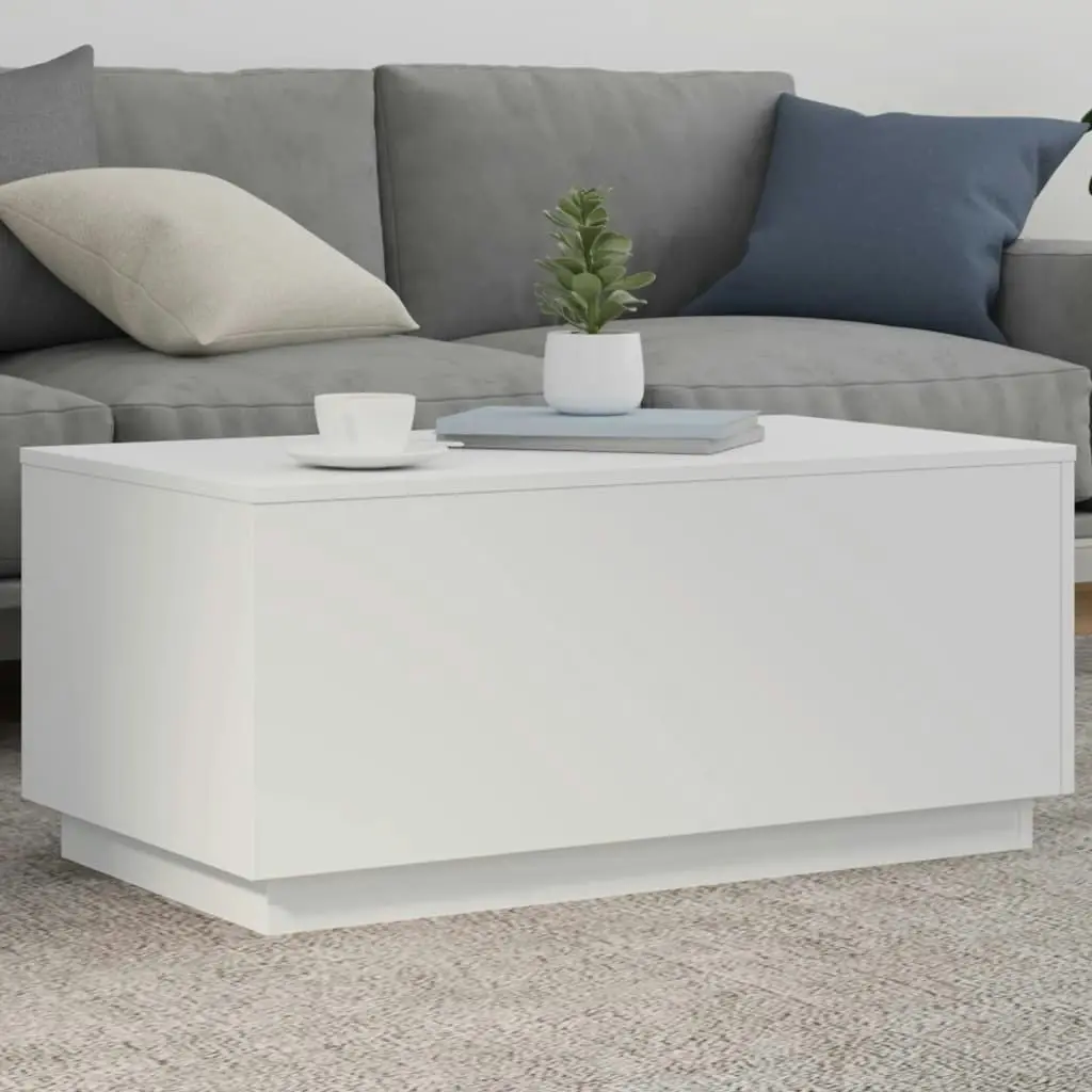 Coffee Table with LED Lights White 90x50x40 cm 839875