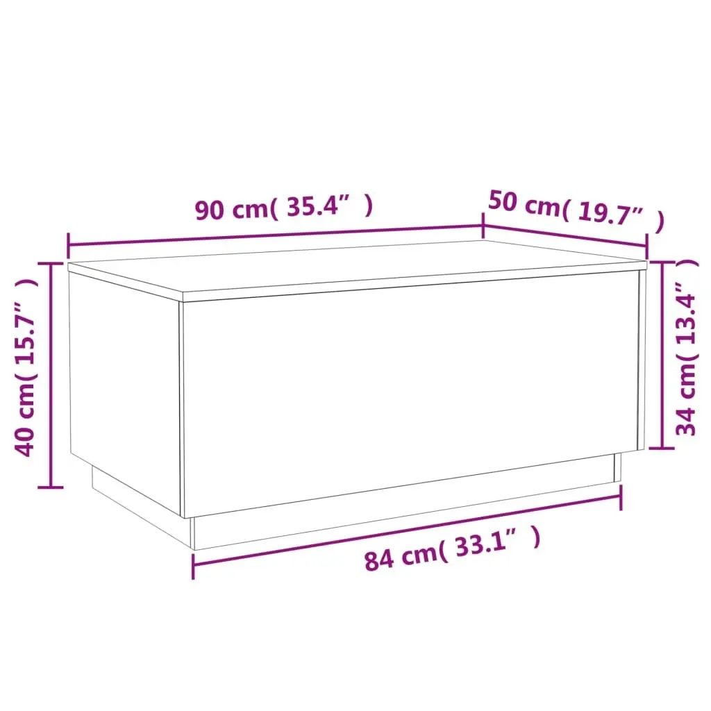 Coffee Table with LED Lights White 90x50x40 cm 839875