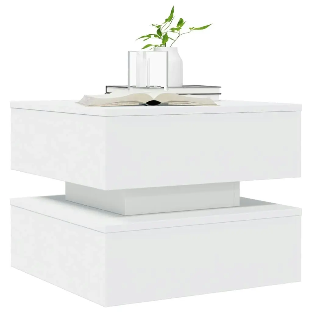 Coffee Table with LED Lights White 50x50x40 cm 839854