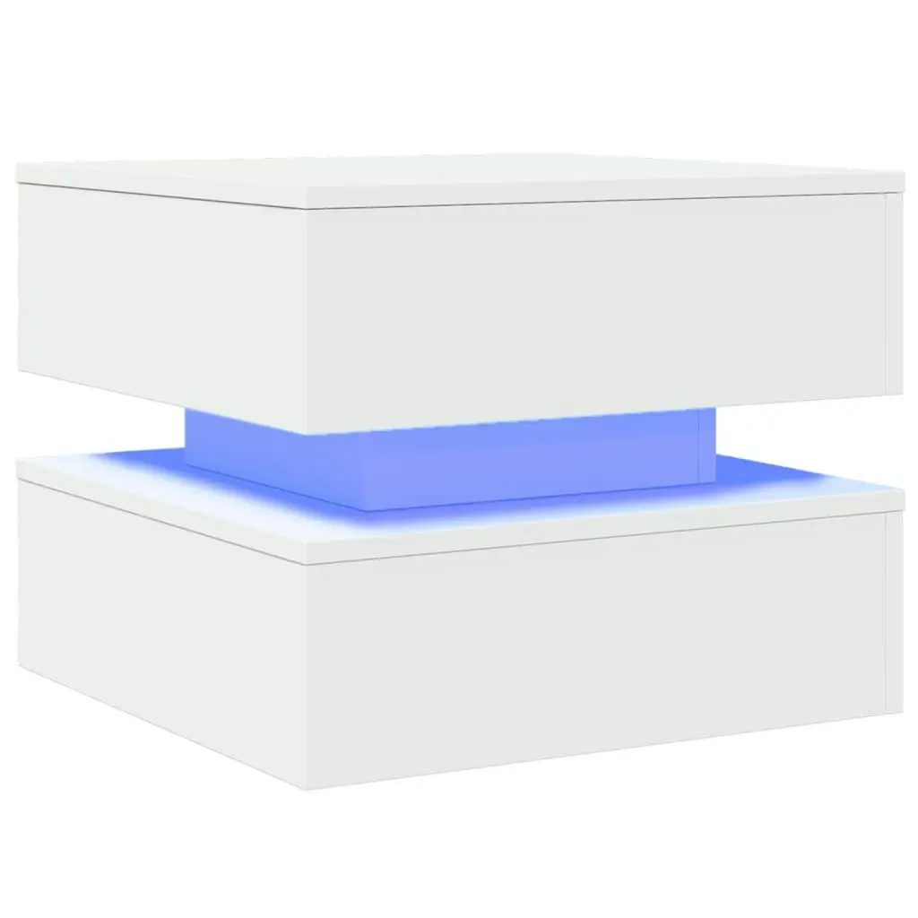 Coffee Table with LED Lights White 50x50x40 cm 839854