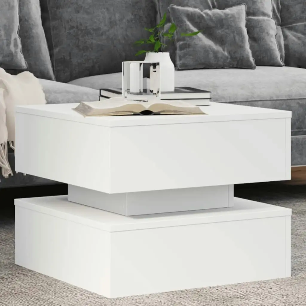 Coffee Table with LED Lights White 50x50x40 cm 839854