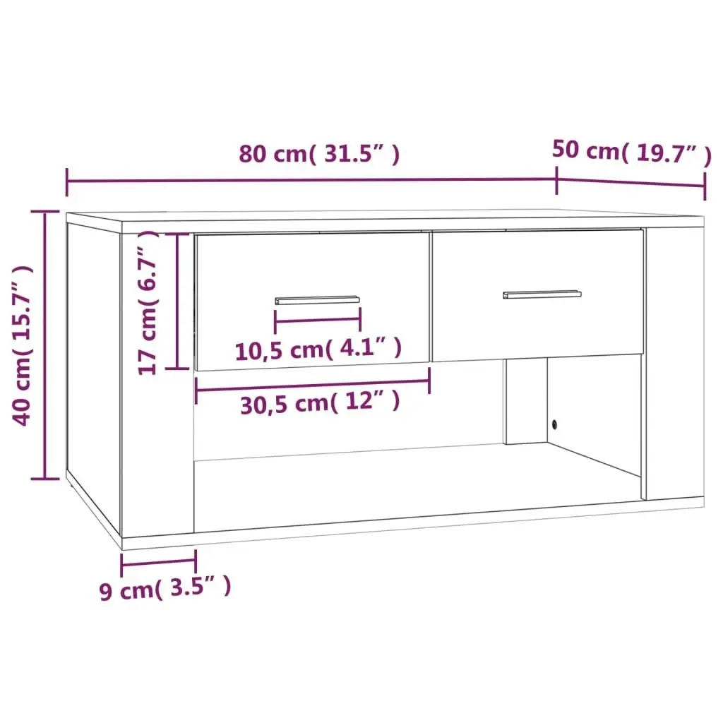 Coffee Table White 80x50x40 cm Engineered Wood 816528