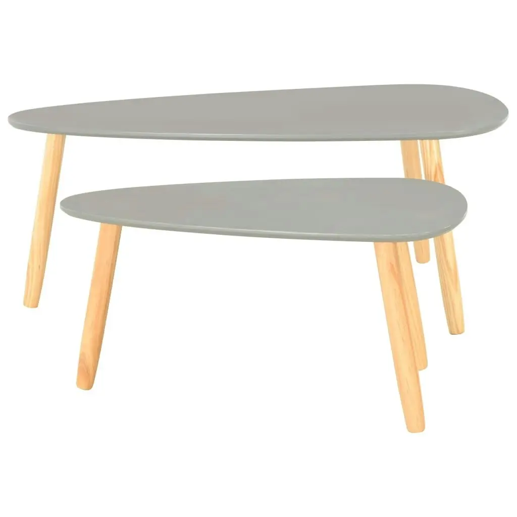 Coffee Tables 2 pcs Grey Solid Pinewood 285216