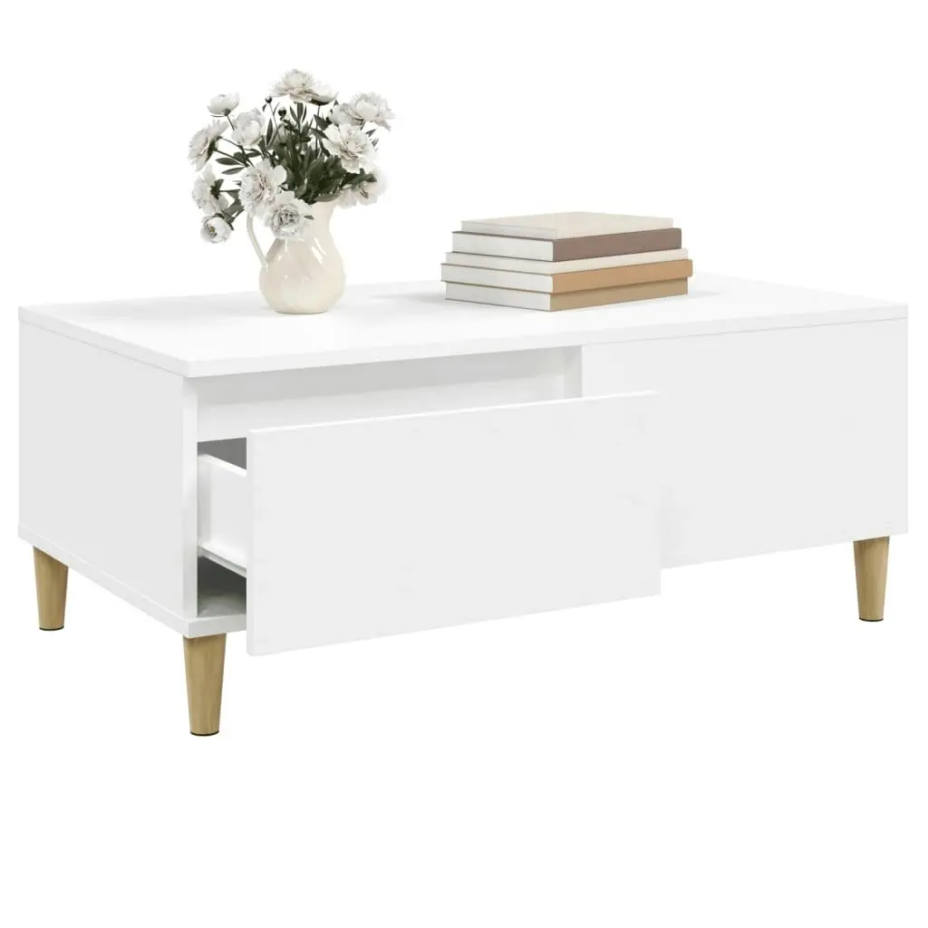 Coffee Table White 90x50x36.5 cm Engineered Wood 821108