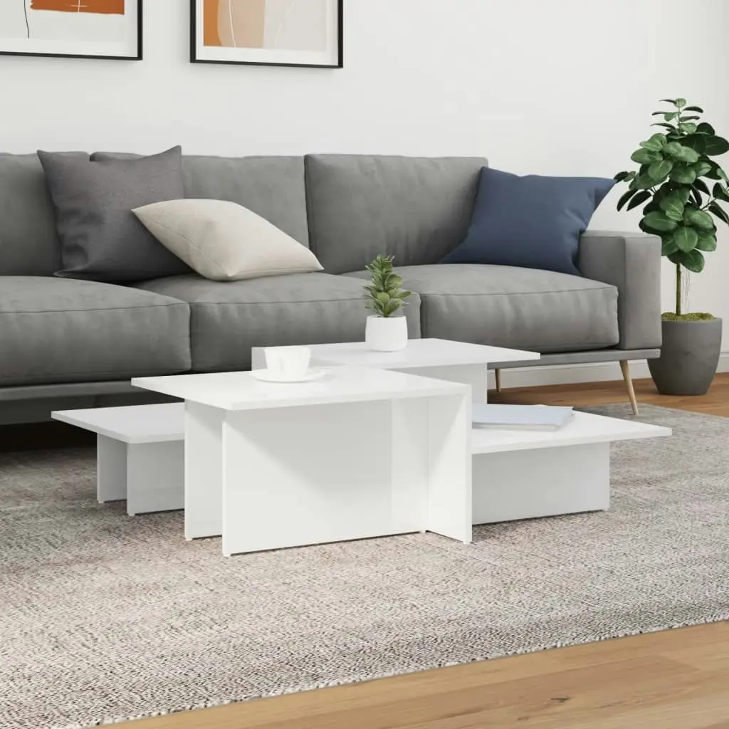 Coffee Tables 2 pcs High Gloss White Engineered Wood 3216155