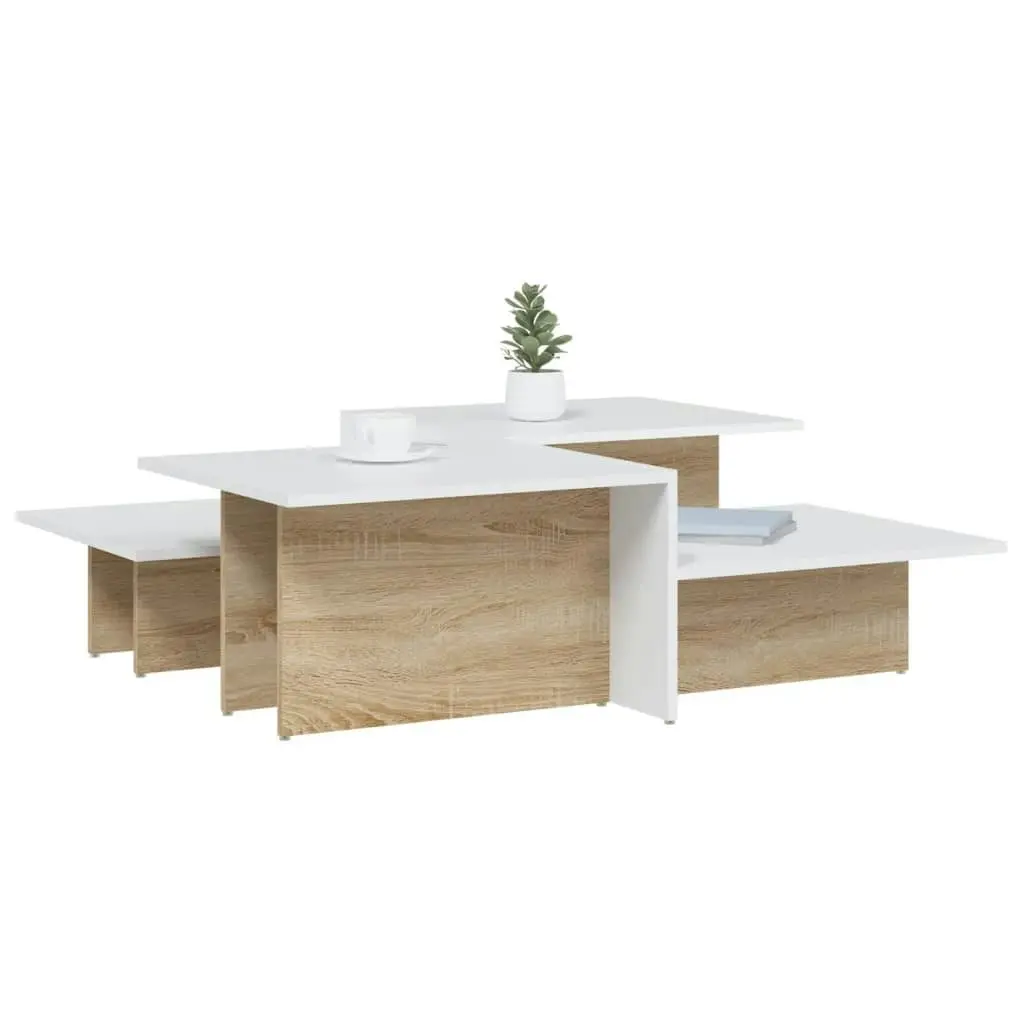 Coffee Tables 2 pcs Sonoma Oak and White Engineered Wood 3216154