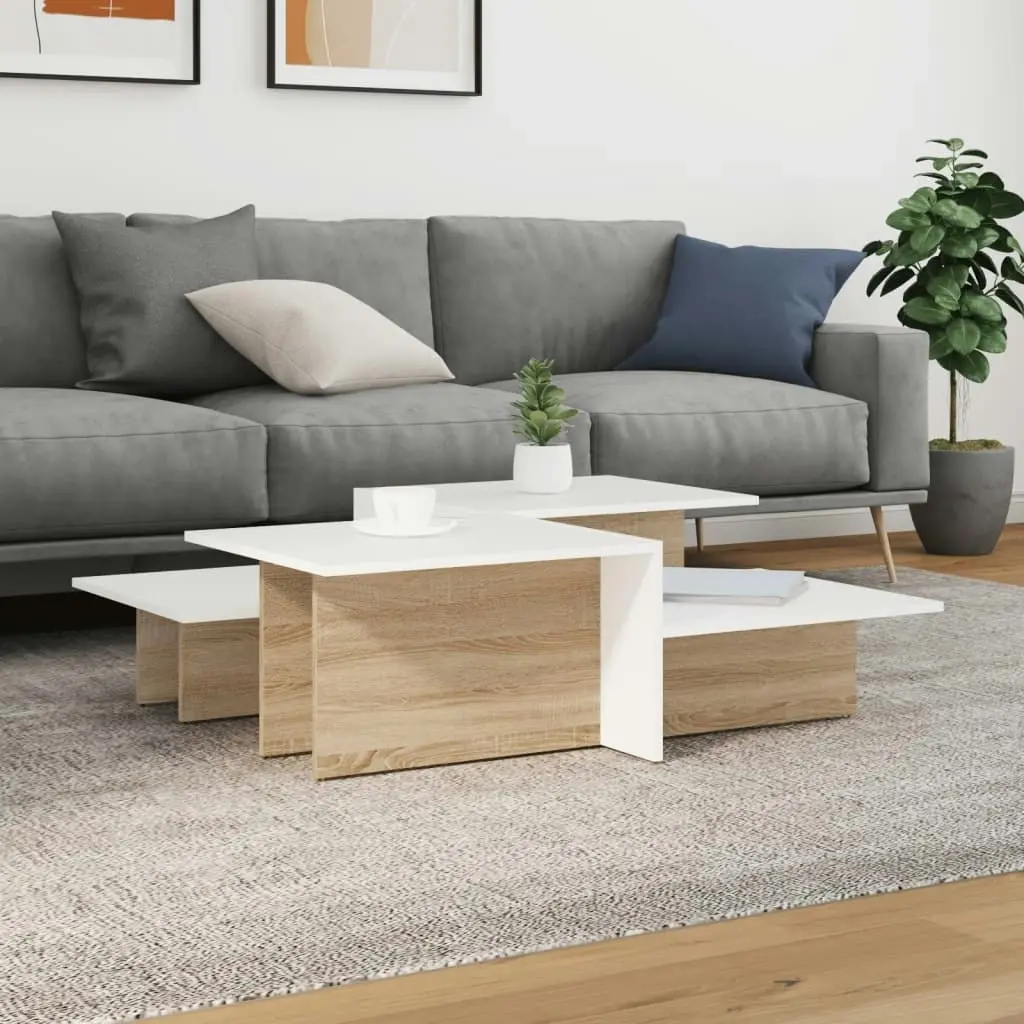 Coffee Tables 2 pcs Sonoma Oak and White Engineered Wood 3216154