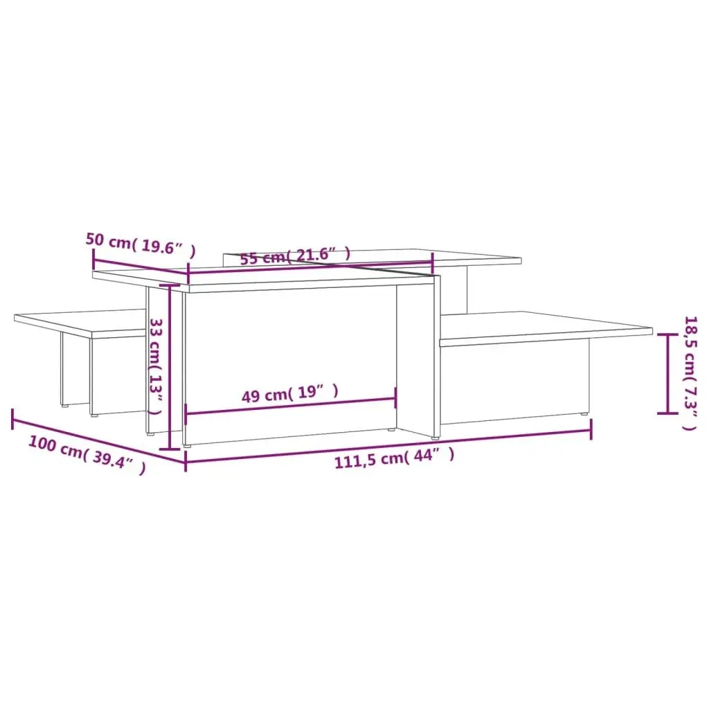 Coffee Tables 2 pcs Sonoma Oak and White Engineered Wood 3216154