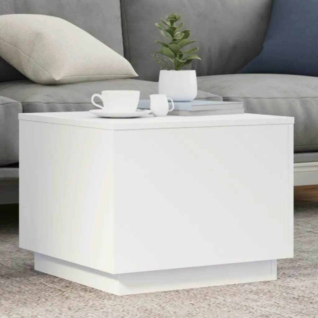 Coffee Table with LED Lights White 50x50x40 cm 839868