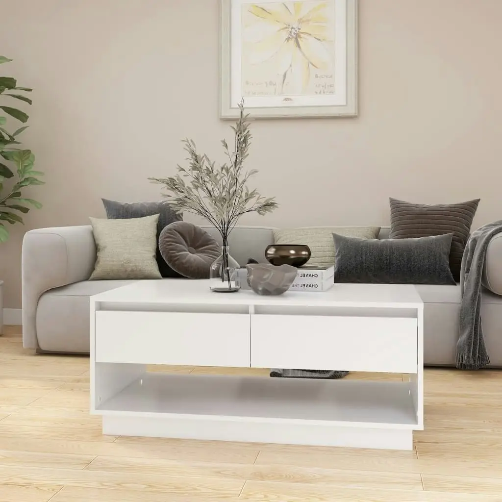 Coffee Table White 102.5x55x44 cm Engineered Wood 809503