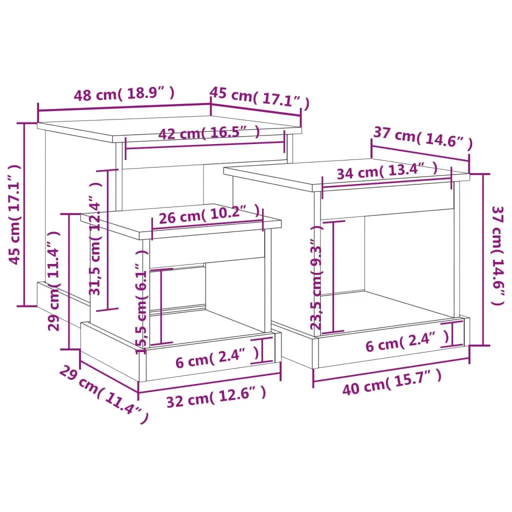 Coffee Tables 3 pcs Brown Oak Engineered Wood 816495