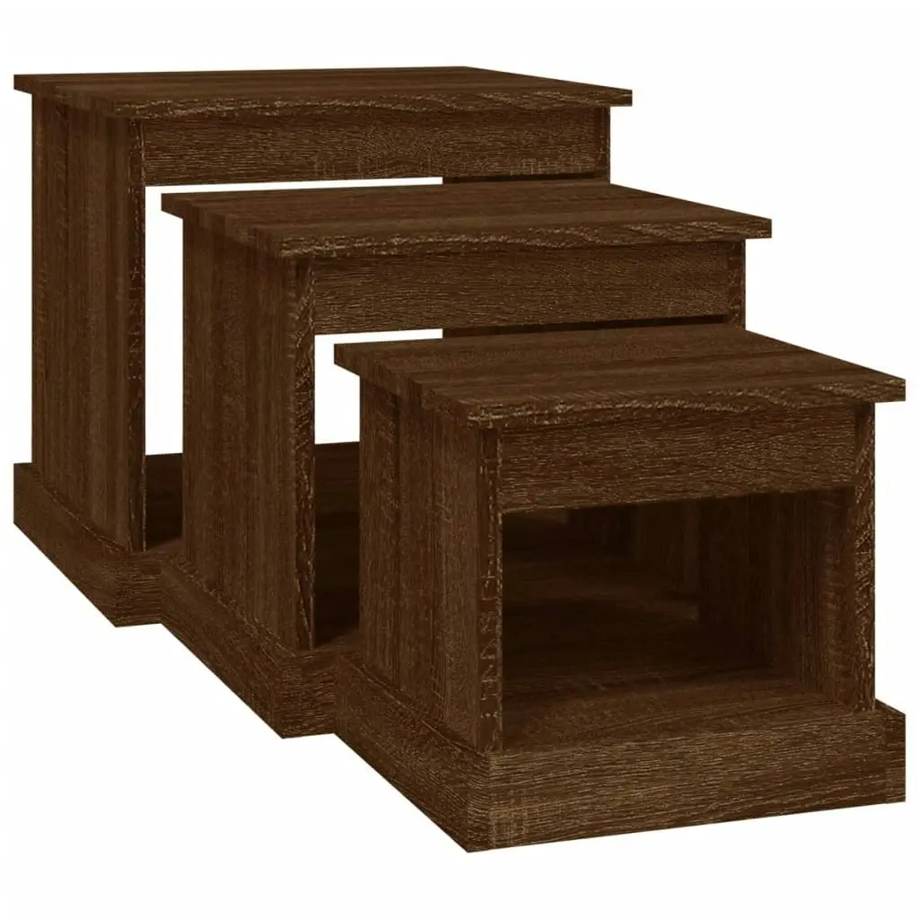 Coffee Tables 3 pcs Brown Oak Engineered Wood 816495