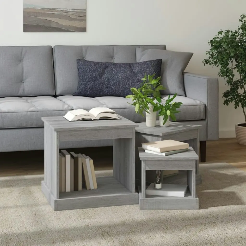 Coffee Tables 3 pcs Grey Sonoma Engineered Wood 816494