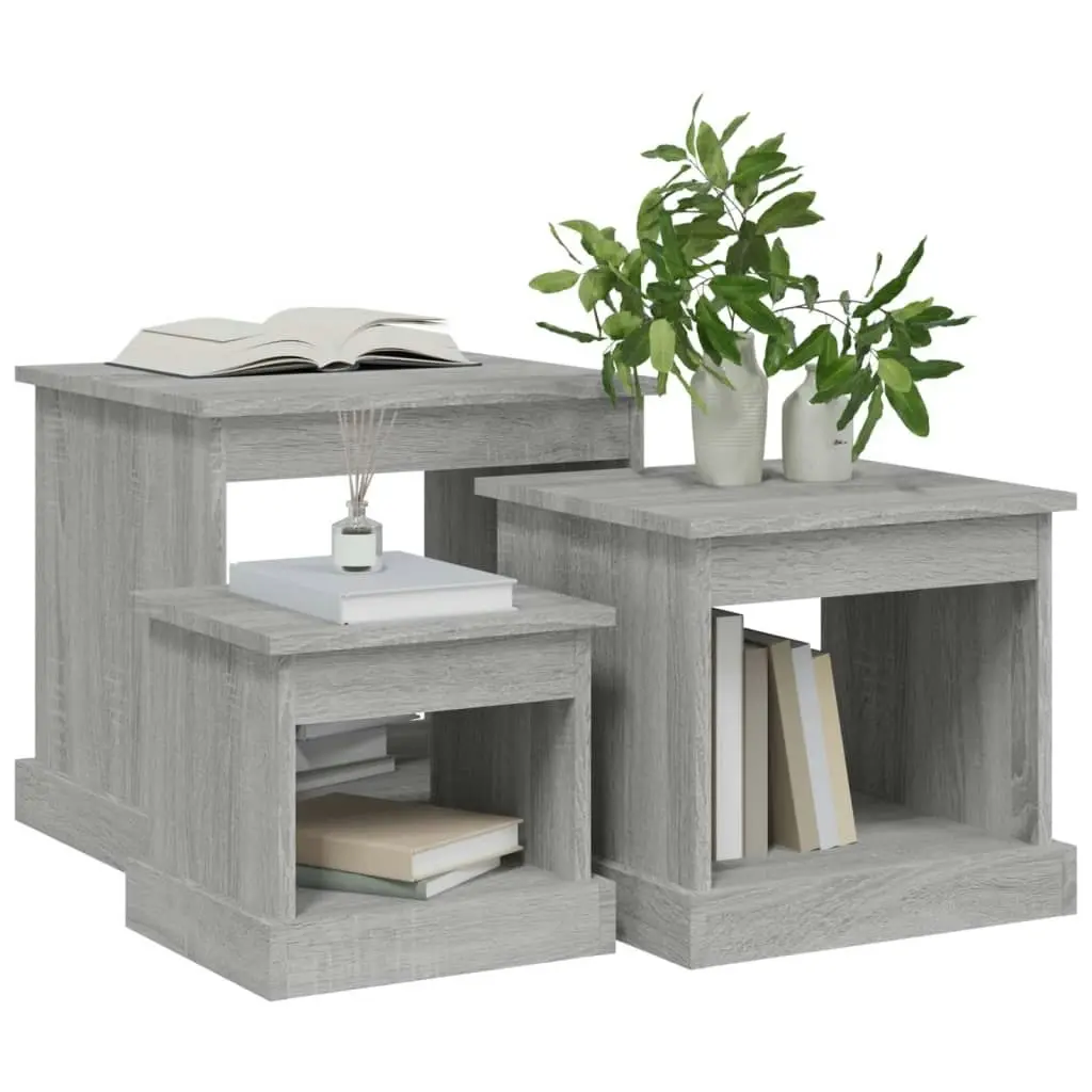 Coffee Tables 3 pcs Grey Sonoma Engineered Wood 816494